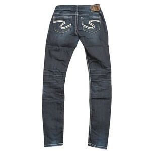 Silver Jeans‎ Aiko Skinny 25 x 32 Dark Faded Denim Wash Stretch